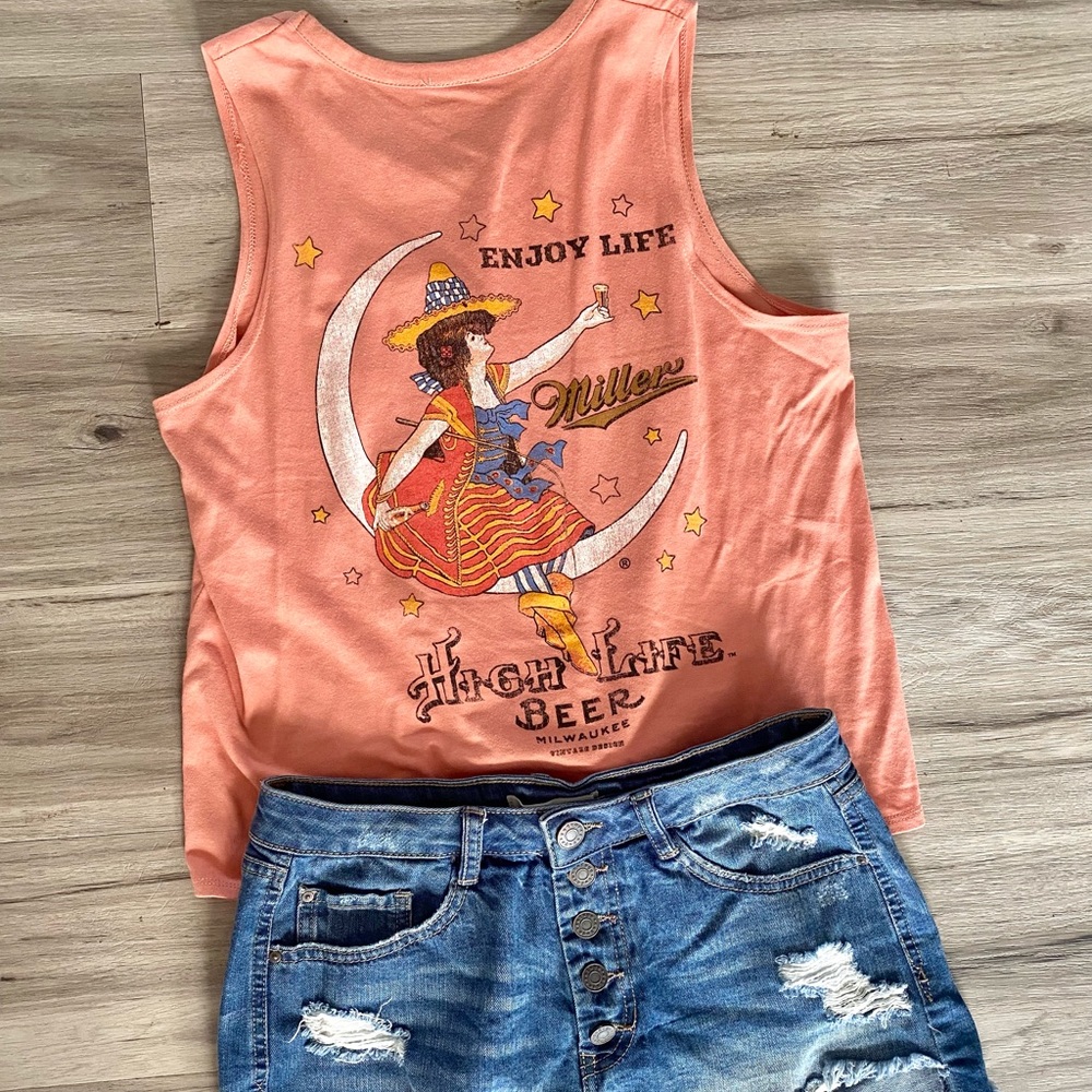 miller high life enjoy life vintage logo tank top